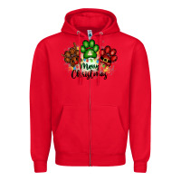 Red merry christmas paws Zipper Hoodie - FaDigitalArtStudio