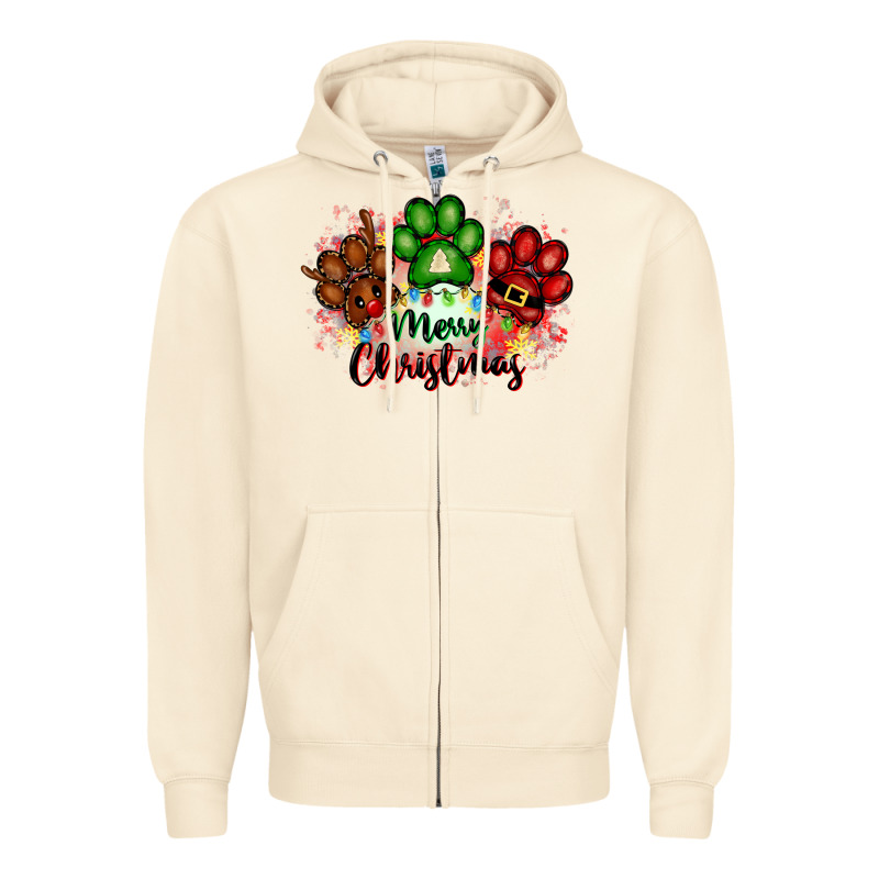 Merry Christmas Paws Zipper Hoodie by FaDigitalArtStudio | Teevron