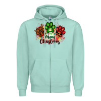 Seafoam merry christmas paws Zipper Hoodie - FaDigitalArtStudio