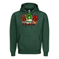 Sports Green merry christmas paws Zipper Hoodie - FaDigitalArtStudio