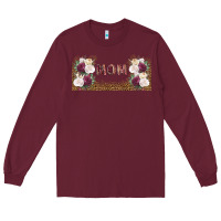 Burgundy mom burgundy flowers with leopard Long Sleeve Tee - TumblerDesignByShophia