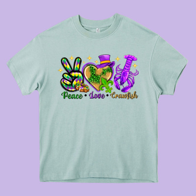 Peace Love Crawfish Heavy Core Tee Designed By Nancycooperartshop