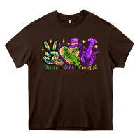 Chocolate Brown peace love crawfish Heavy Core Tee - NancyCooperArtShop