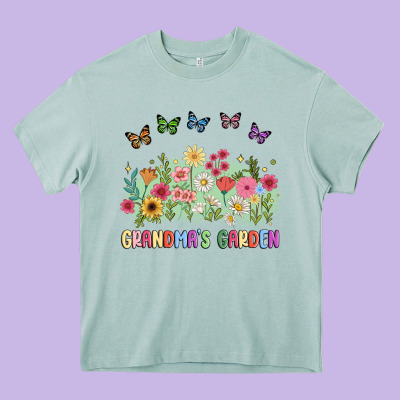 Grandma Garden Birth Month Flower Heavy Core Tee Designed By Jahusdesignshop