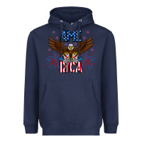 Navy America eagle Heavyweight Hoodie - CowhideDigitalArt