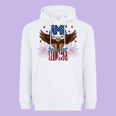 America Eagle Heavyweight Hoodie Designed By Cowhidedigitalart