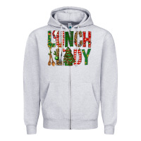 Heather Grey Lunch Lady Christmas Zipper Hoodie - BundleAndBundleShop