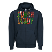 Navy Lunch Lady Christmas Zipper Hoodie - BundleAndBundleShop