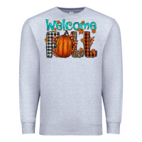Heather Grey Welcome Fall Premium Sweatshirt - CowhideDigitalArt