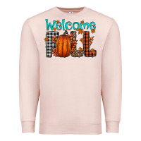 Pale Pink Welcome Fall Premium Sweatshirt - CowhideDigitalArt