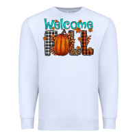 White Welcome Fall Premium Sweatshirt - CowhideDigitalArt