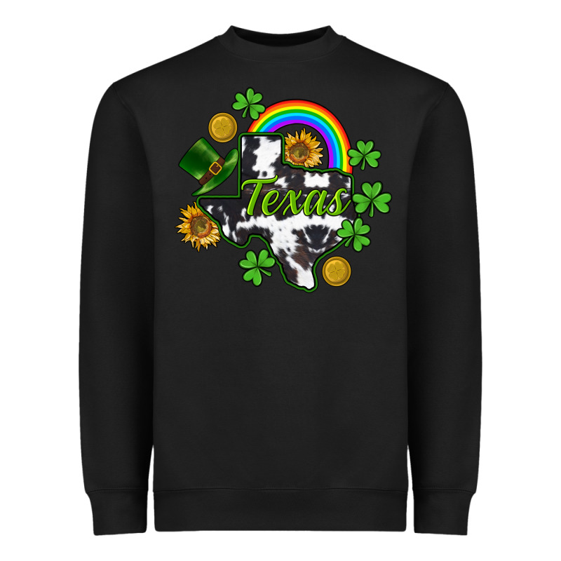 Texas Map St. Patrick's Heavyweight Sweatshirt by CowGirlArtShop | Teevron