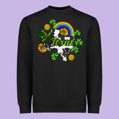 Texas Map St. Patrick's Heavyweight Sweatshirt Designed By Cowgirlartshop