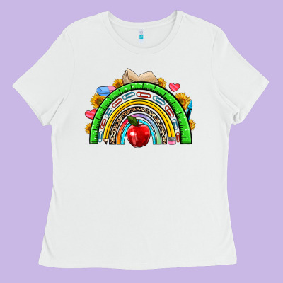 School Rainbow Ladies Tee Designed By Nancycooperartshop