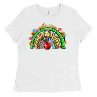 White school rainbow Ladies Tee - NancyCooperArtShop