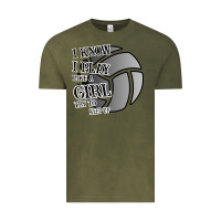 Vintage Olive I Know I Play Like A Girl Try To Keep Up Volleyball Vintage Tee - Bettercallsaul