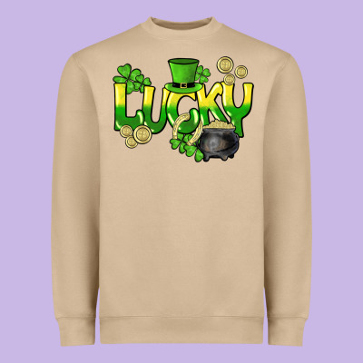 Lucky St. Patrick's Day Heavyweight Sweatshirt Designed By Howdyjamesfarm