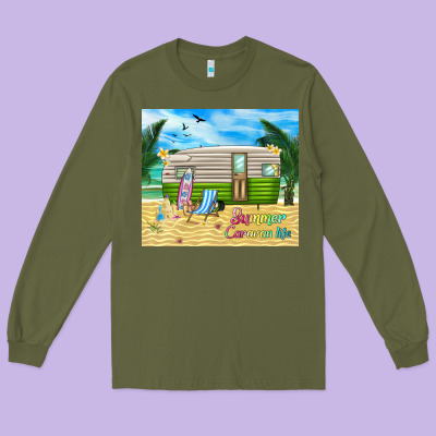 Summer Caravan Life Long Sleeve Tee Designed By Tumblerdesignbyshophia
