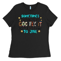 Black sometimes i just have to let god fix it cus if i f Ladies Tee - MaliasSmallBusiness