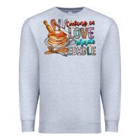 Heather Grey cooking is love made edible Premium Sweatshirt - CowhideDigitalArt