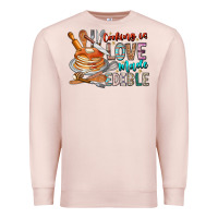 Pale Pink cooking is love made edible Premium Sweatshirt - CowhideDigitalArt