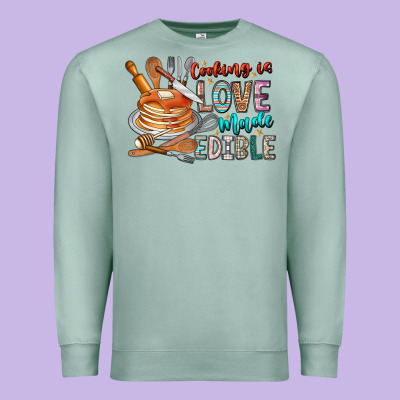 Cooking Is Love Made Edible Premium Sweatshirt Designed By Cowhidedigitalart