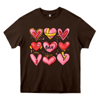 Chocolate Brown sketch hearts Heavy Core Tee - MaliasSmallBusiness