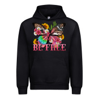 Black be free with butterfly and cactus flowers Urban Hoodie - Artiststas