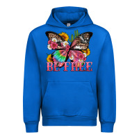 Cobalt be free with butterfly and cactus flowers Urban Hoodie - Artiststas