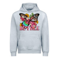 Heather Grey be free with butterfly and cactus flowers Urban Hoodie - Artiststas