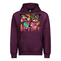 Mauve Wine be free with butterfly and cactus flowers Urban Hoodie - Artiststas