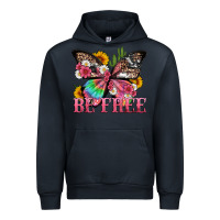 Navy be free with butterfly and cactus flowers Urban Hoodie - Artiststas