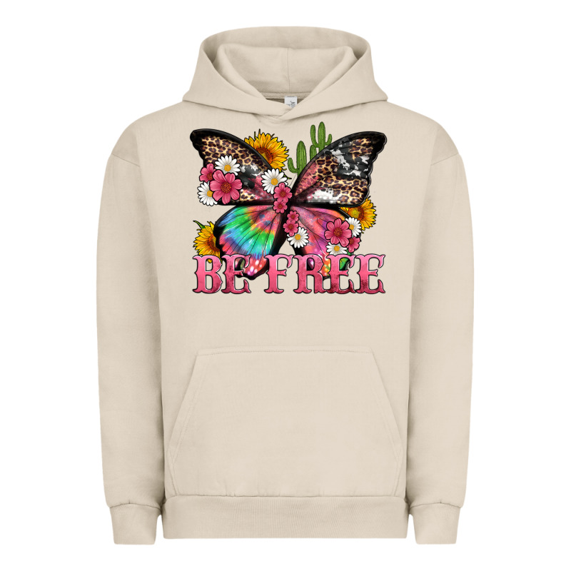 Be Free With Butterfly And Cactus Flowers Urban Hoodie by Artiststas | Teevron
