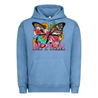 Pigment Pebble Blue be free with butterfly and cactus flowers Urban Hoodie - Artiststas