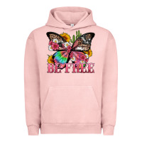 Pigment Salmon be free with butterfly and cactus flowers Urban Hoodie - Artiststas