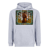 Heather Grey Western Horse Mouse Pad Heavyweight Hoodie - CowhideDigitalArt