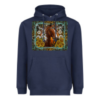 Navy Western Horse Mouse Pad Heavyweight Hoodie - CowhideDigitalArt