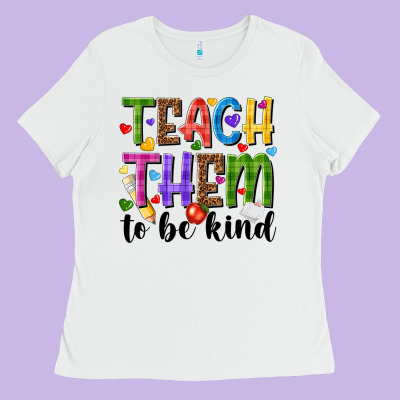 Teach Them To Be Kind Ladies Tee Designed By Nancycooperartshop