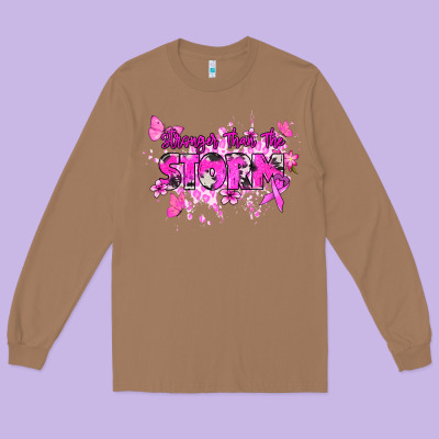 Stronger Than The Storm Cancer Awareness Long Sleeve Tee Designed By Howdyjamesfarm
