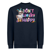 Navy Don't worry be happy Easter Heavyweight Sweatshirt - CowGirlArtShop