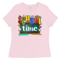Bubblegum Pink school time Ladies Tee - NancyCooperArtShop