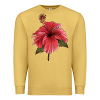 Antique Gold Puerto Rican Hibiscus Flower Illustrations Premium Sweatshirt - LillyAllenDesigns