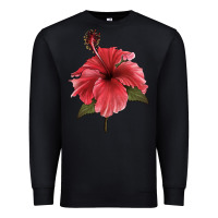 Black Puerto Rican Hibiscus Flower Illustrations Premium Sweatshirt - LillyAllenDesigns