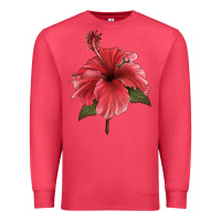 Cardinal Puerto Rican Hibiscus Flower Illustrations Premium Sweatshirt - LillyAllenDesigns