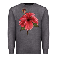 Charcoal Heather Puerto Rican Hibiscus Flower Illustrations Premium Sweatshirt - LillyAllenDesigns