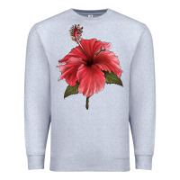 Heather Grey Puerto Rican Hibiscus Flower Illustrations Premium Sweatshirt - LillyAllenDesigns