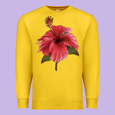 Puerto Rican Hibiscus Flower Illustrations Premium Sweatshirt Designed By Lillyallendesigns