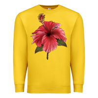 Lemon Puerto Rican Hibiscus Flower Illustrations Premium Sweatshirt - LillyAllenDesigns
