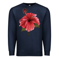 Navy Puerto Rican Hibiscus Flower Illustrations Premium Sweatshirt - LillyAllenDesigns