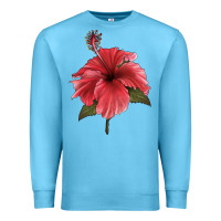 Ocean Blue Puerto Rican Hibiscus Flower Illustrations Premium Sweatshirt - LillyAllenDesigns